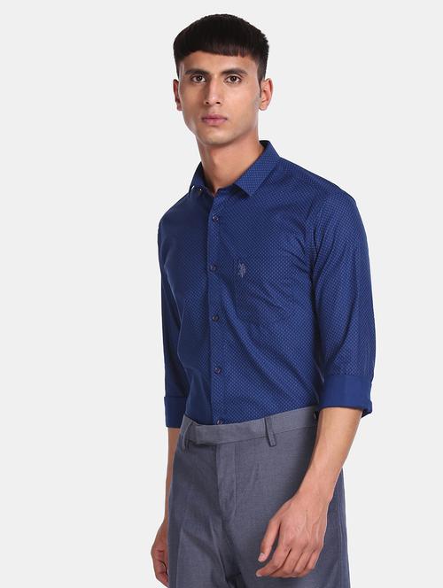blue printed formal shirt - 17728535 - Very Small Image - 1