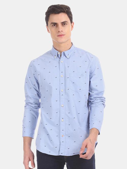 blue printed casual shirt - 17728685 - Very Small Image - 1