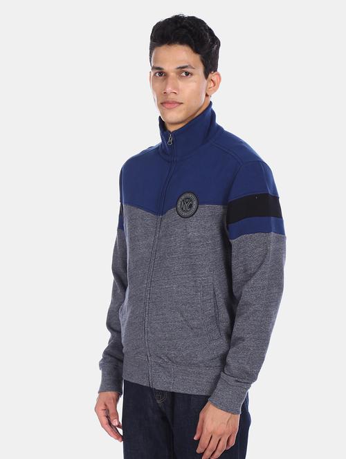 blue color block sweatshirt  - 17728909 - Very Small Image - 1