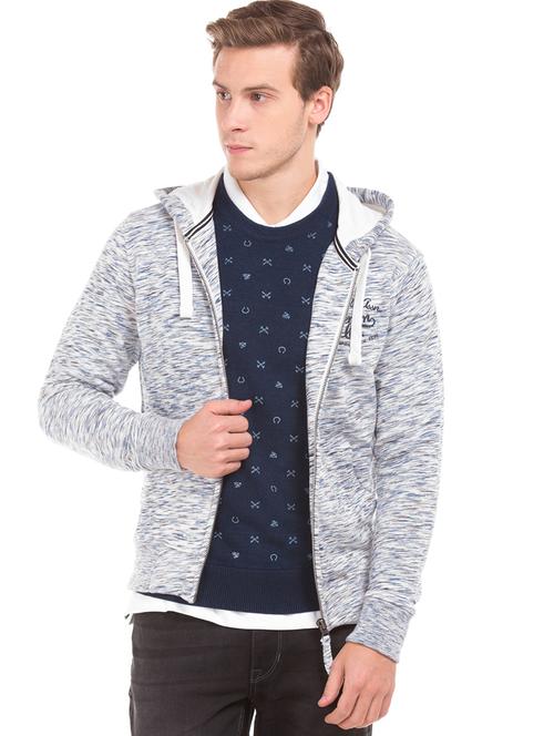 blue melange self design sweatshirt  - 17728917 - Very Small Image - 1