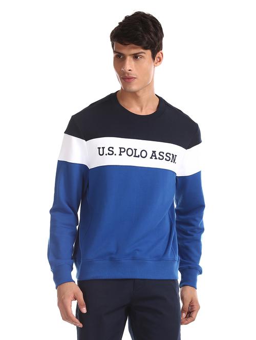 blue color block sweatshirt - 17728992 - Very Small Image - 1