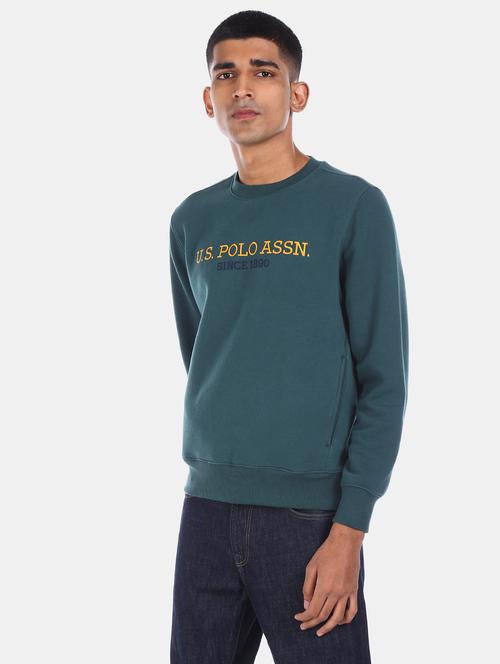 teal green chest print sweatshirt - 17729053 - Very Small Image - 1