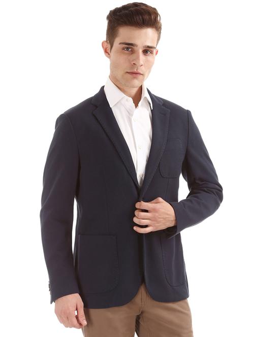 dark blue single breasted casual blazer - 17729530 - Very Small Image - 1
