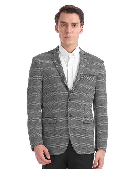grey checkered single breasted formal blazer - 17729746 - Very Small Image - 1