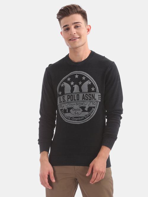 black chest printed sweatshirt - 17729947 - Very Small Image - 1