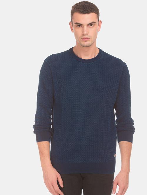 navy blue textured pullover - 17729950 - Very Small Image - 1