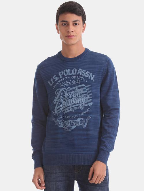 navy blue printed pullover - 17729953 - Very Small Image - 1