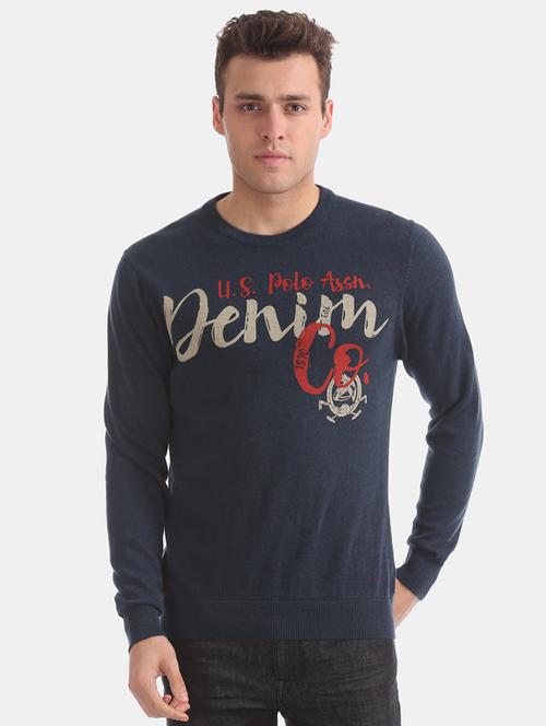 navy blue printed pullover - 17729958 - Very Small Image - 1