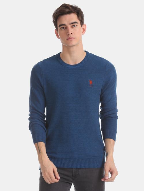 blue solid pullover - 17730008 - Very Small Image - 1