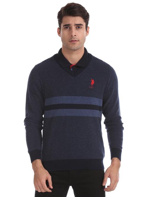 navy blue striped pullover - 17730028 - Very Small Image - 1