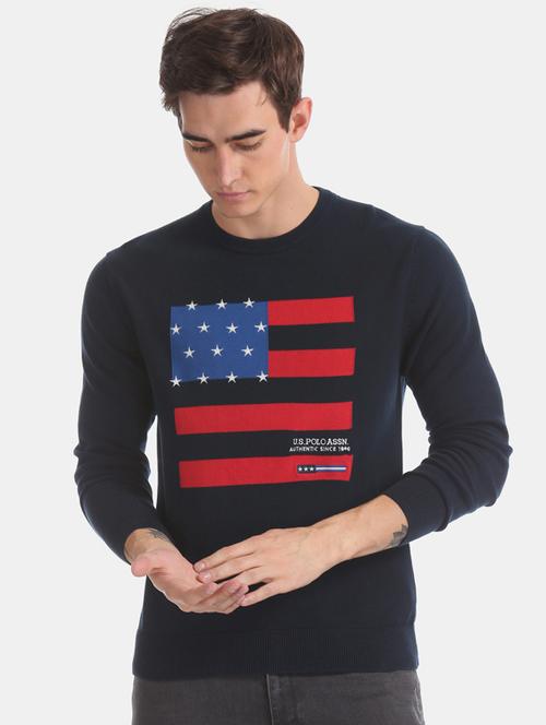 navy blue printed  pullover - 17730030 - Very Small Image - 1