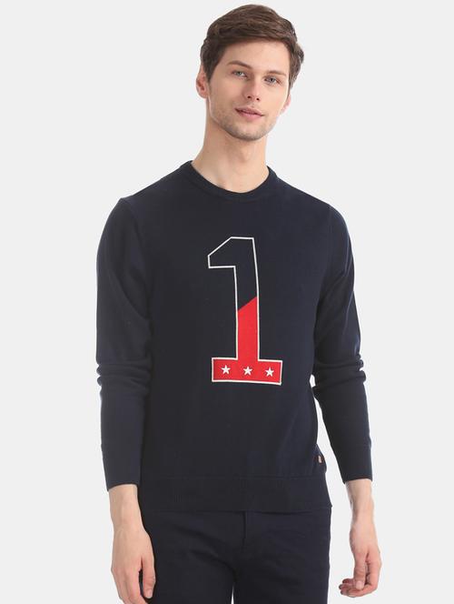 navy blue printed pullover - 17730031 - Very Small Image - 1