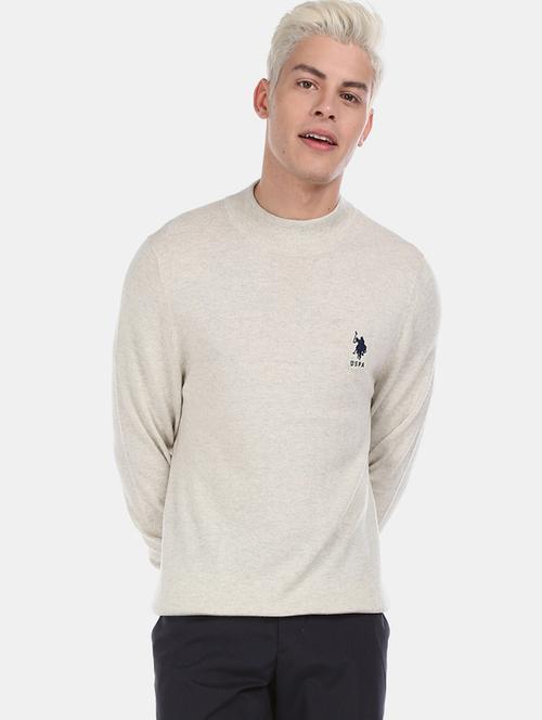 beige solid pullover - 17730067 - Very Small Image - 1
