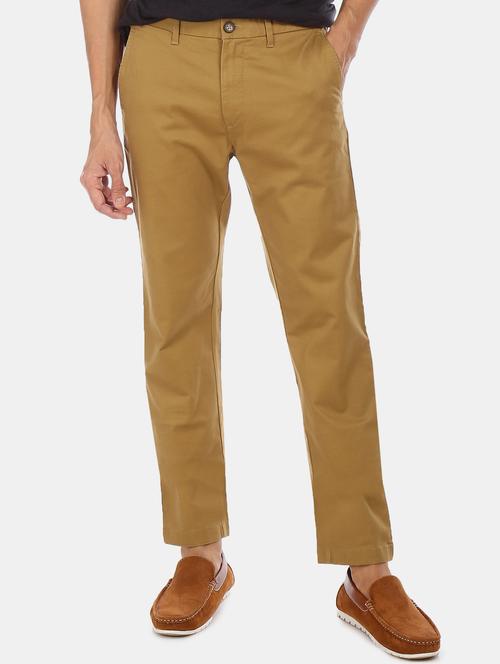 khaki solid chinos casual trouser - 17730437 - Very Small Image - 1