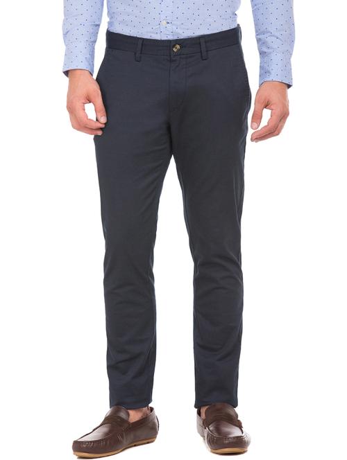 blue solid chinos casual trouser - 17730861 - Very Small Image - 1