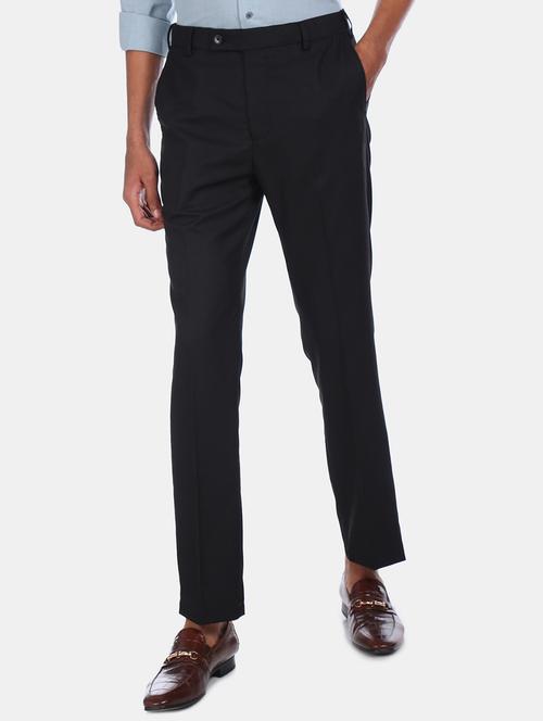 black solid flat front formal trouser - 17731083 - Very Small Image - 1