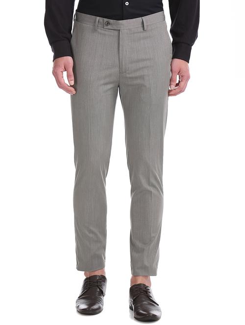 brown solid flat front formal trouser - 17731308 - Very Small Image - 1