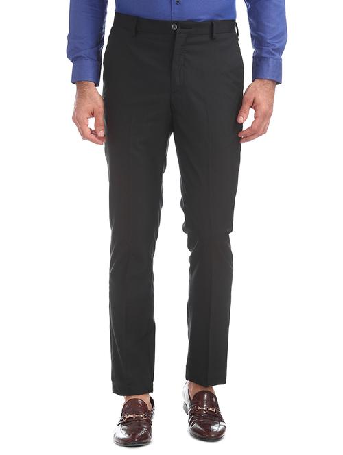 black solid flat front formal trouser - 17731424 - Very Small Image - 1