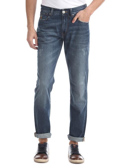 blue light washed ripped denim jeans - 17731788 - Very Small Image - 1