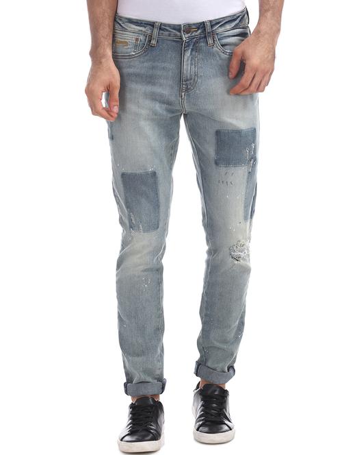 blue washed distressed denim jeans - 17731898 - Very Small Image - 1