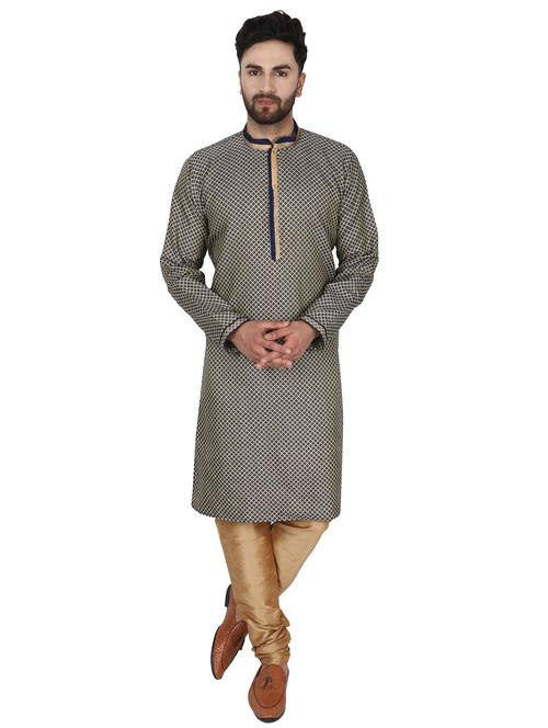 navy blue printed kurta pyjama set - 17733426 - Very Small Image - 1