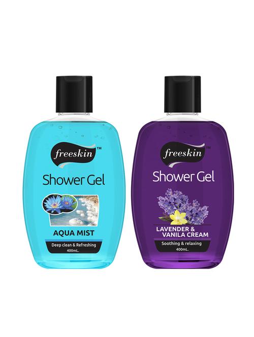 freeskin aqua mist & lavender shower gel, 400ml each, pack of 2 - 17733642 - Very Small Image - 1