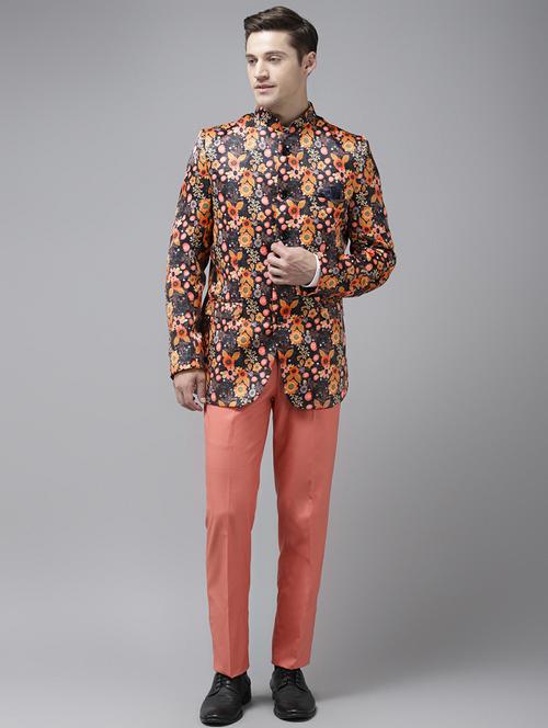 multi colored printed bandhgala suit - 17733781 - Very Small Image - 1