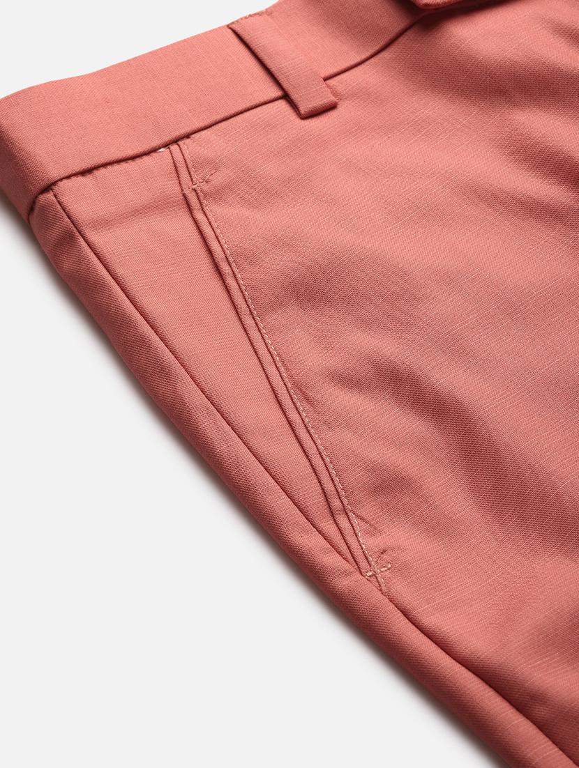 peach solid flat front formal trouser - 17733809 - Zoom Image - 4