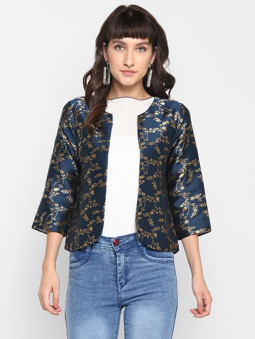 navy blue silk blend jacket - 17733838 - Very Small Image - 1