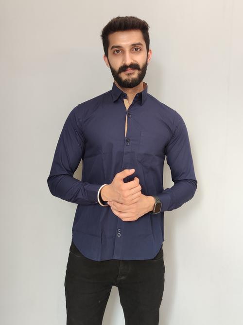 navy blue men casual shirt  - 17733843 - Very Small Image - 1