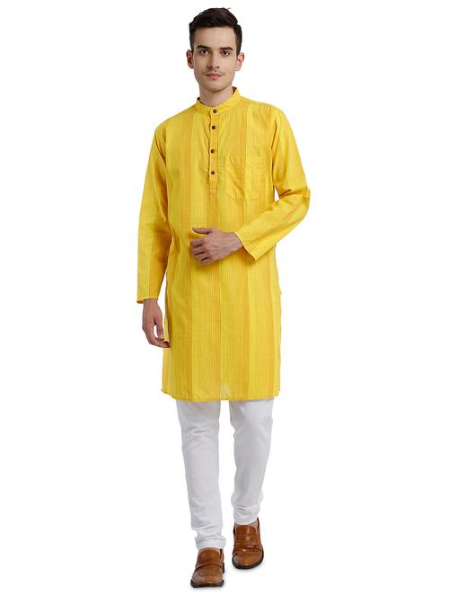 yellow striped long kurta - 17733892 - Very Small Image - 1