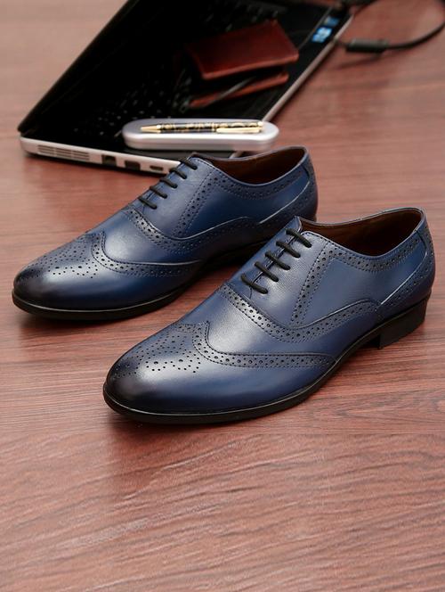 blue leather laceup brouges - 17734318 - Very Small Image - 1