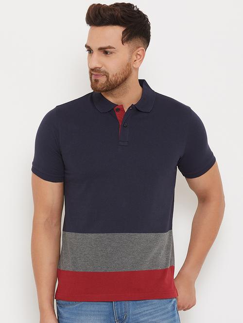 blue color block t-shirt - 17734356 - Very Small Image - 1