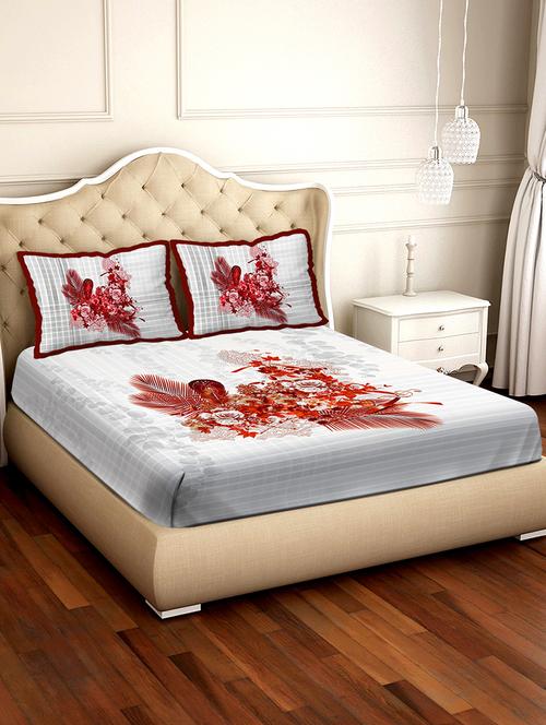 melbourne double bedsheet set super king size 100% luxury cotton red colour-mlb108 - 17734364 - Very Small Image - 1