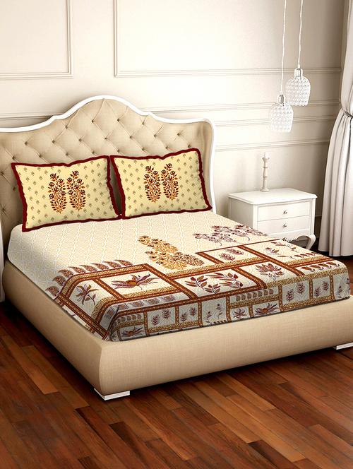 melbourne double bedsheet set super king size 100% luxury cotton yellow colour-mlb111 - 17734367 - Very Small Image - 1