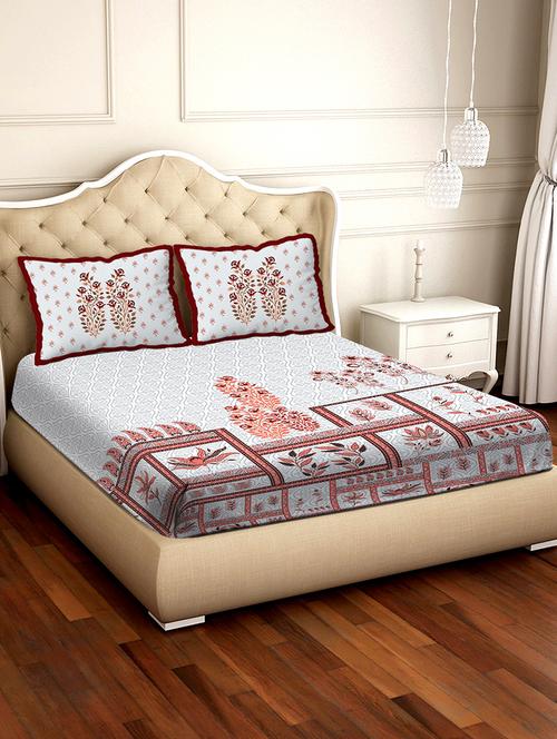 melbourne double bedsheet set super king size 100% luxury cotton red colour-mlb112 - 17734368 - Very Small Image - 1