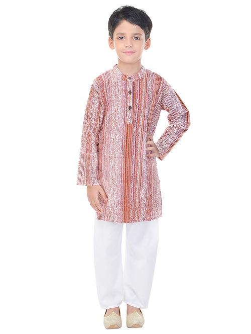 mandarin neck printed kurta with pajama set  - 17734383 - Very Small Image - 1