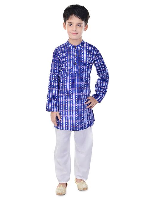 mandarin neck printed kurta with pajama set  - 17734395 - Very Small Image - 1
