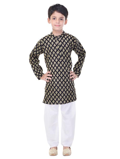 mandarin neck printed kurta with pajama set  - 17734399 - Very Small Image - 1