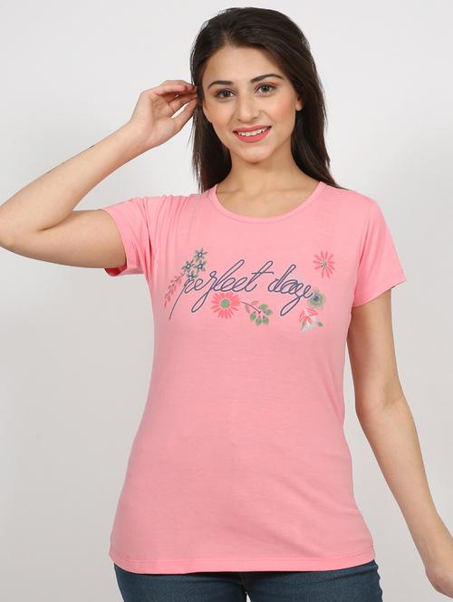 pink cotton regular tshirt - 17734540 - Very Small Image - 1