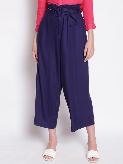 dark blue viscose trousers - 17735900 - Very Small Image - 1