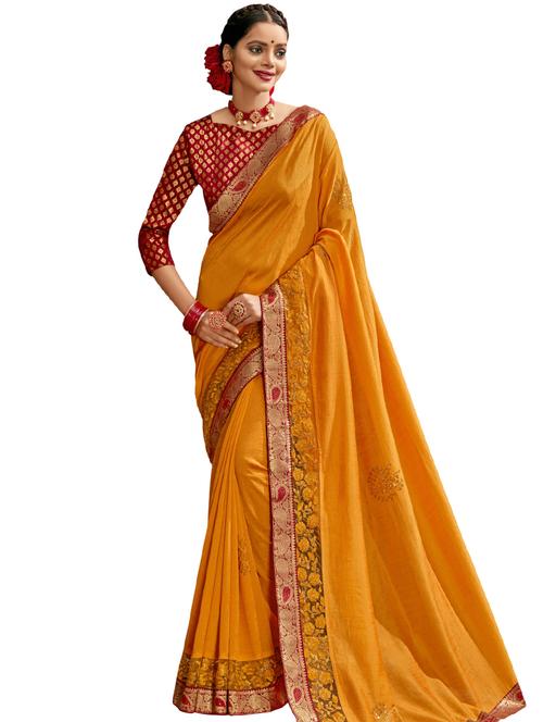 solid chanderi saree with blouse - 17736349 - Very Small Image - 1