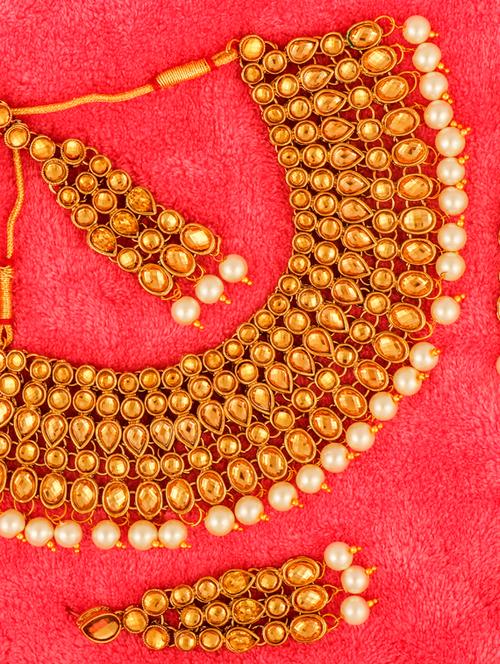 gold brass choker necklaces with earring - 17736638 - Very Small Image - 1