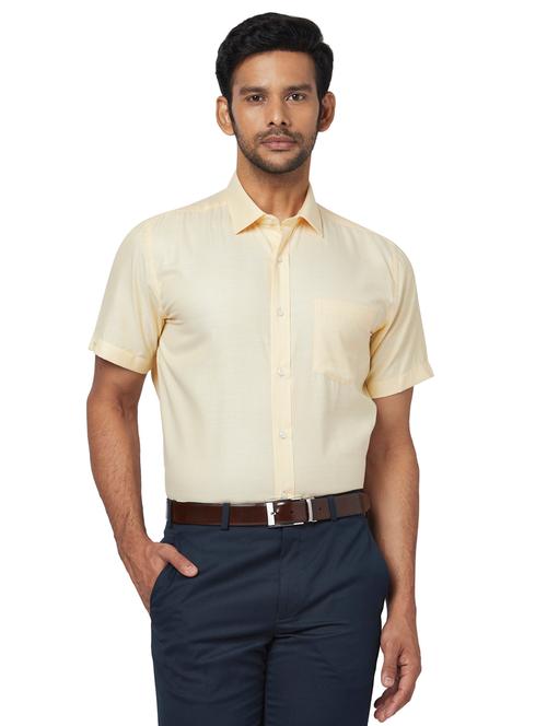 yellow self design formal shirt - 17738070 - Very Small Image - 1