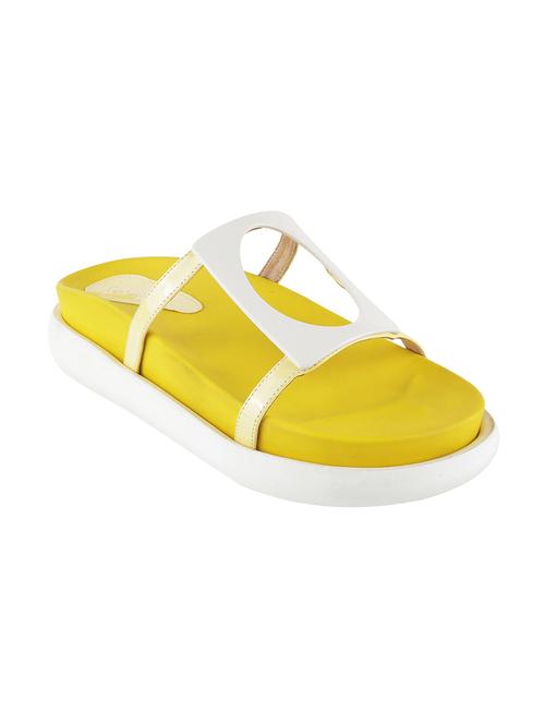 yellow pu slip on sandals - 17738497 - Very Small Image - 1