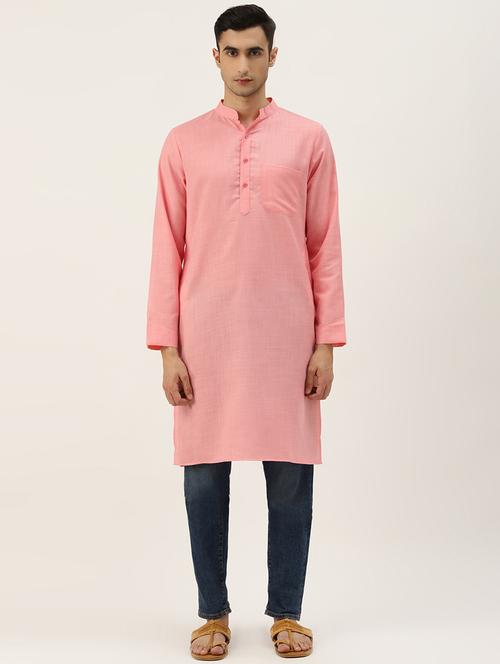 pink solid long kurta - 17738955 - Very Small Image - 1
