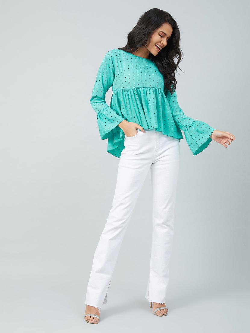 women's peplum crew neck top - 17739273 - Standard Image - 4