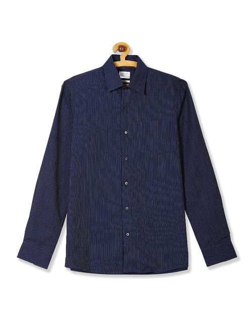 navy blue striped formal shirt - 17739311 - Very Small Image - 1