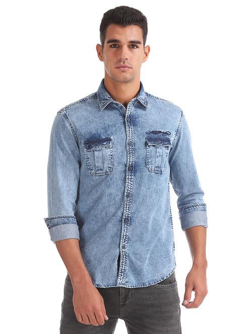 blue faded casual shirt - 17739468 - Very Small Image - 1