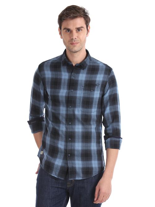 blue checkered casual shirt - 17739501 - Very Small Image - 1